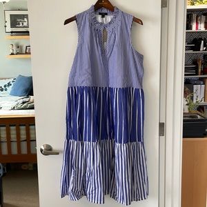 NWT J. Crew striped cotton tiered midi dress